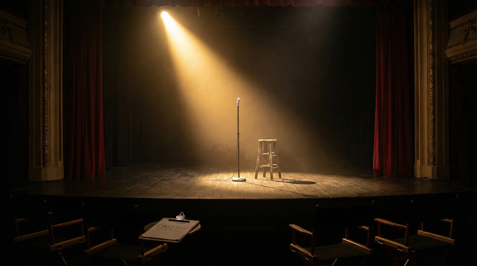绿椅子2013 选角现场，聚光灯下的空舞台等待演员登场